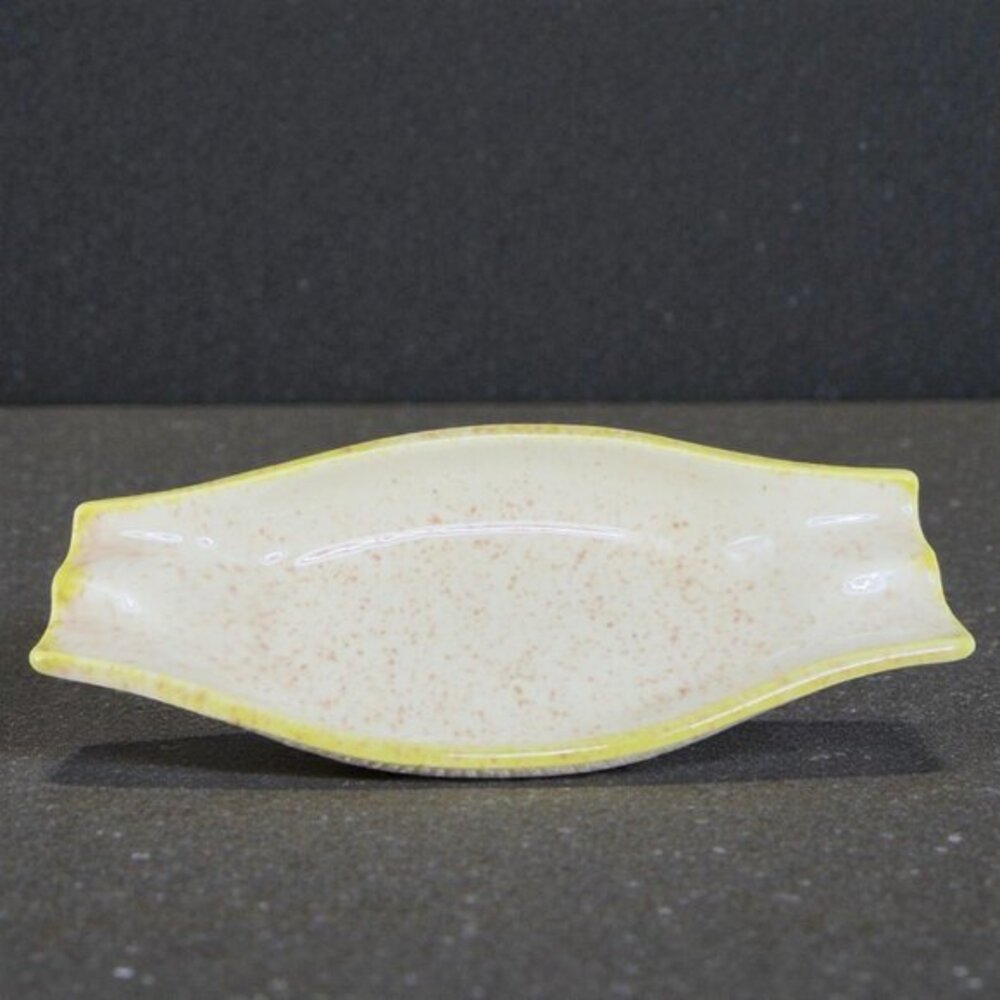Red Wing Pottery Yellow Speckled Glaze Ashtray Long Dish Tray USA Marked 4.5inch